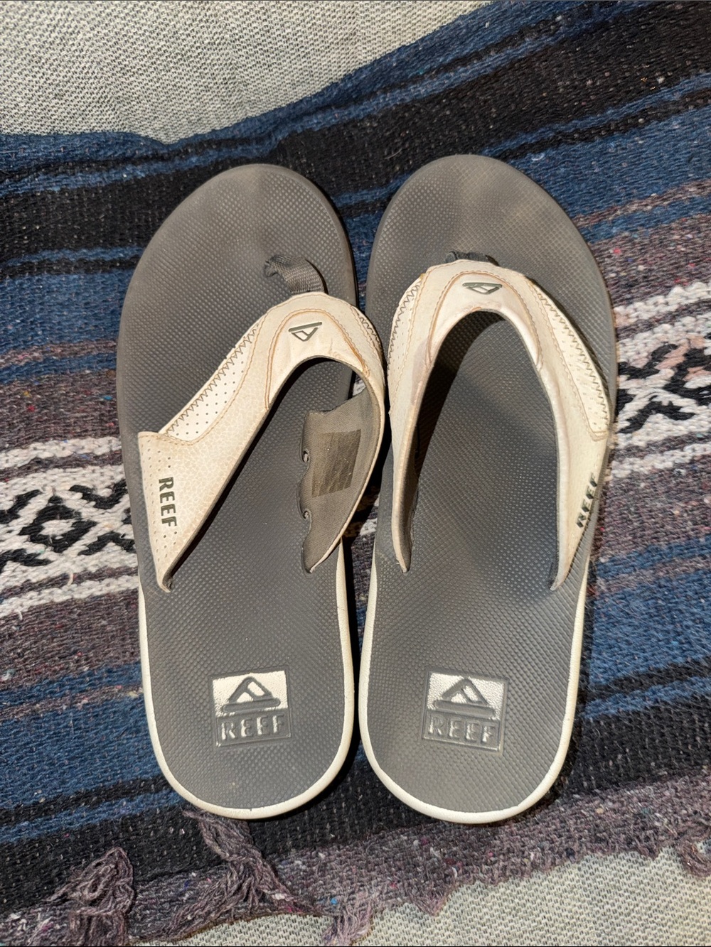 Reef Men's Black and Cream Casual Flip Flops